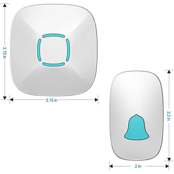 Dørklokke, Vanntett Trådløs Dørklokke-Kit med 36 Klokkeslag, Justerbar Volum; 1000 fot Driftsområde, med Lyd LED-Blink