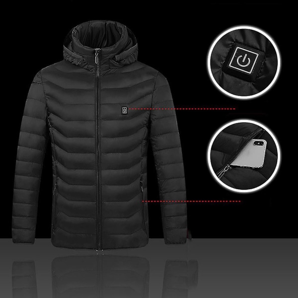 USB Charging Electrothermal Jacket Smart Lämmitys Hupullinen takki naisille MiestenXLsininen Blue XL