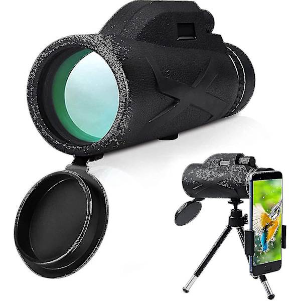 Monokular Starscope Teleskop, 80x100 Højtydende Prisma Teleskop, Med Smartphone Holder Stativ Vandafvisende Monokular Til Fuglekiggeri, Vandreture