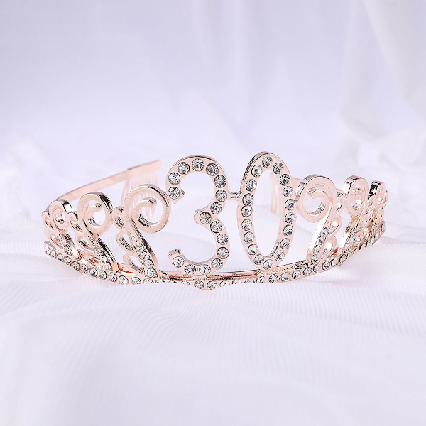 30 års Jubilæums Tiara med Rhinestone Krystal Kam (Rosenguld)