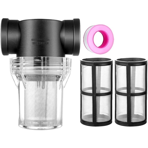 Inline Rørfilter 1 Tomme 40 Mesh Sedimentfilter Plast T-formet Strainer Tilbehør RV Vannfilter Rå, med Ekstra 2 stk 80 Mesh Sil