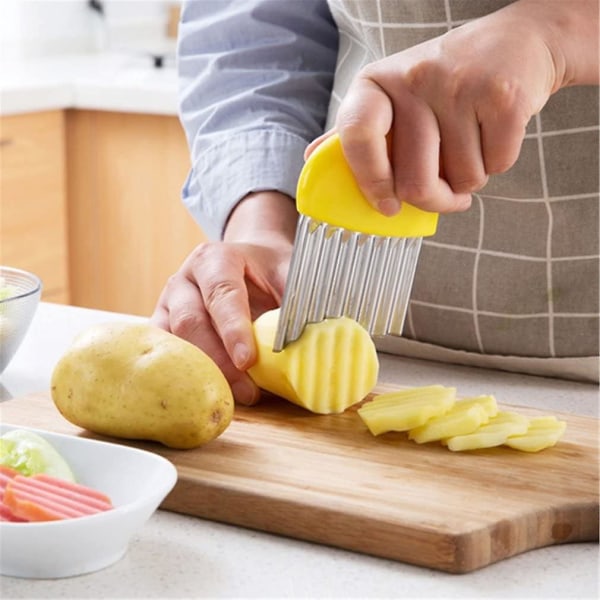 Rostfritt Stål Vågig Potatischips Skärare Grönsaks Skärare Köksredskap (2 st, grön)