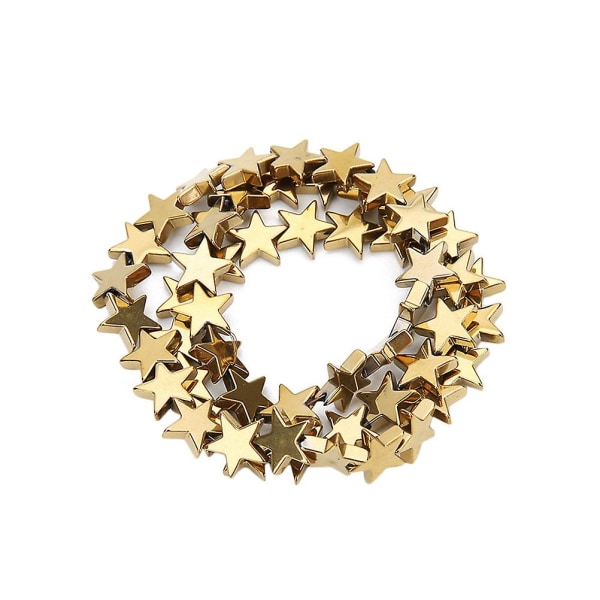 1 set tillbehör till gör-det-själv smycken Pentastar lösa pärlor Vakuum elektroplåt lösa pärlor (gyllene 10 mm 38 korn) gyllene Golden
