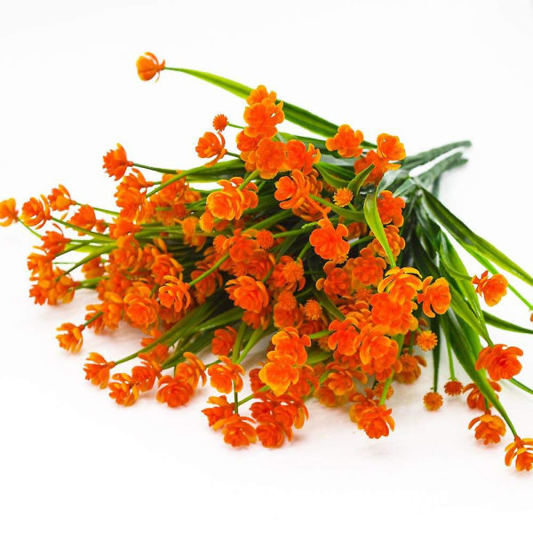 Konstgjorda påskliljor Falska stora blommor, 4 knippen Orange UV-beständig Faux Greenery Lövväxter Buskar för trädgård, bröllop