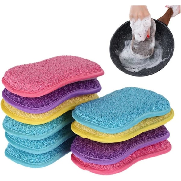 Dubbelsidig Magic Sponge Pad Köksrengöringssvamp för att diska badrumstillbehör (färg: 5 st)