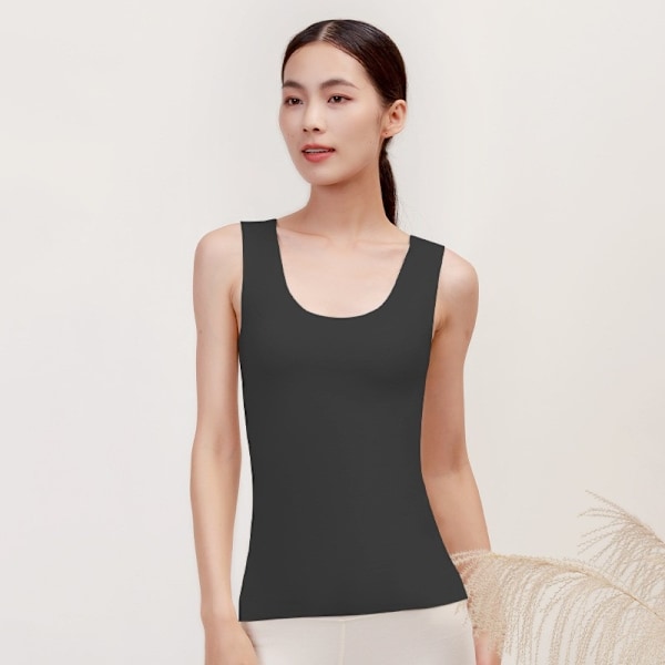 Termisk Tanktop til Kvinder Fleece Cami Skjorte Ærmeløs Camisole Base Layer Sømløs Varmt Vest Scoop Hals