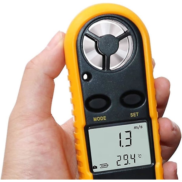 Digitalt anemometer, håndholdt LCD vindmåler og temperaturmåler med bakgrunnsbelysning for seiling, surfing, gliding, vifteproduksjon (1 stk, oransje)
