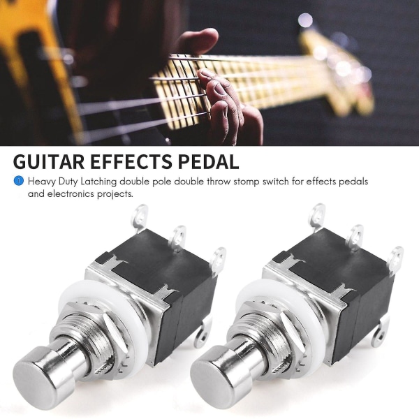 5 stk 6-pins DP-DT låsefotbryterpedal Gitar Push-knapp Metall True Bypass AC 250V/2A 12