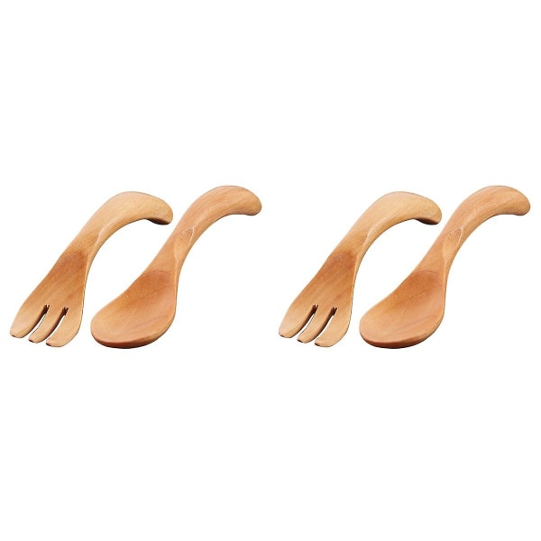 3 Sets  Of Wooden Children's Tableware Cutlery Set Creative Kitchen Supply2 Sets11.5X2.5X0.3CM