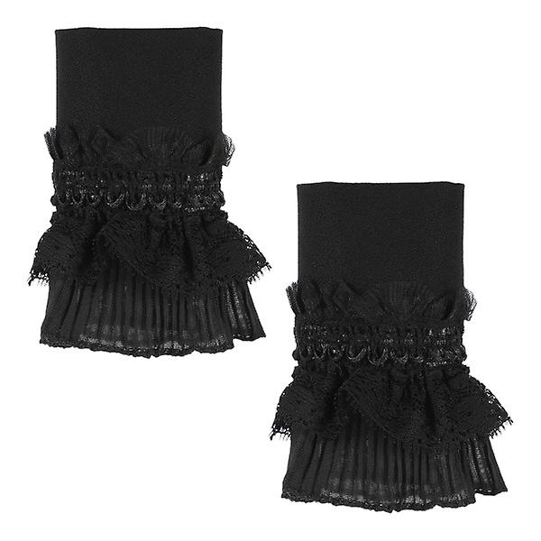 Blomsterdekoreret Armbåndsmanchet Lace Armbåndsmanchet Kvinder Lace Handsker Blomster Armbåndsmanchet Sort 21.5X12X1CM Black 21.5X12X1CM