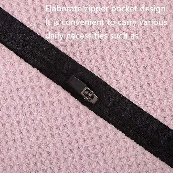 Dragkedja Sport utomhushandduk, Yogaabsorberande fickhandduk, svart, stabil struktur, blekbar, Fiberrosa Pink