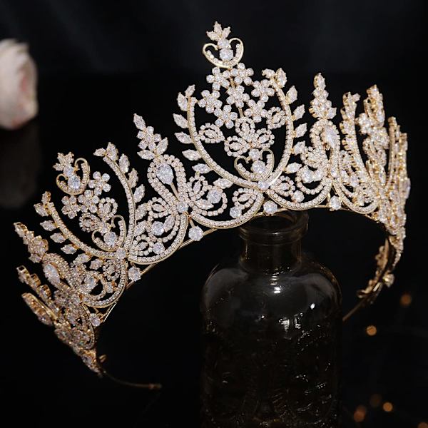 Dronning Krone Pandebånd Rhinestone Prinsesse Krone Hårtilbehør til Gallafest Fødselsdag
