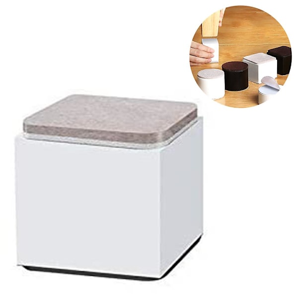 4 stk. Hjemmepleje Bordhøjdeforhøjer Fodpuder Slidstærke Møbelgulvbeskyttelsespuder Kaffebord Sofa Seng Anti-slip Benpuder Hvid Kvadrat White Square