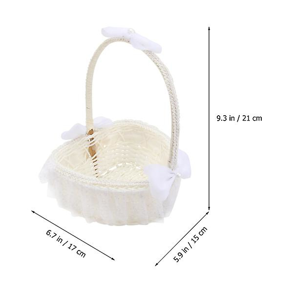 Vihreät Ulkokattilat Sydämen Muotoinen Kukkakori Kukkatyttöjen Korit Hääjuhlat Hääjuhlat Hieno Kori White 17*21cm