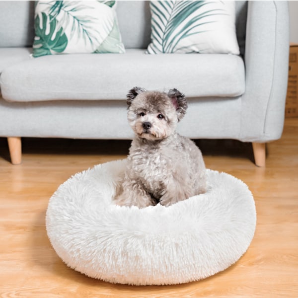 Cat bed round dog bed pet nest oval cat bed donut nest bed white diameter 40cm