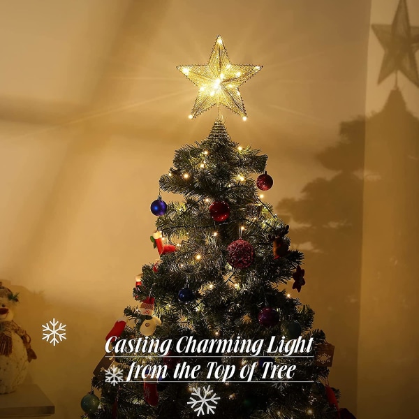 Stjerne juletre, Led Metal Glødende Jule Stjernetre Lys, Tradisjonell juledekorasjon Juletre Topper Med Fairy Lights For Home, 9