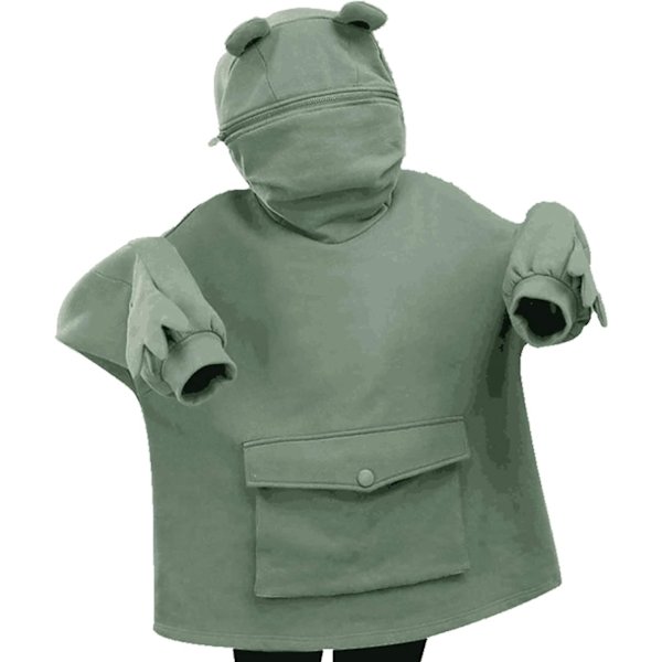 Sød Frø Hoodie Trøje med Lynlås Mund til Kvinder/Piger med Stor Forlomme