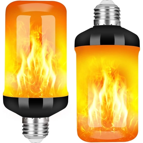 LED Flammeffekt Lyspære, Opgraderet 4 Tilstande Flimrende Ild Julepynt Lys, E26 Sockel Flamme Pære Med Omvendt Effekt (2 Pak)