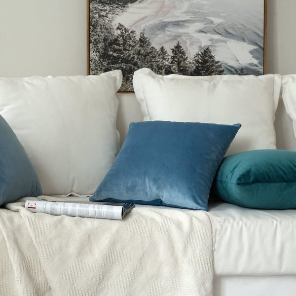 Sæt af 2 Fløjls Pudebetræk Dekorative Sofa Pudebetræk Super Glat Blød Behagelig Dekoration Hjem Stue Soveværelse Til Sofa 40x40cm Mørk Ta