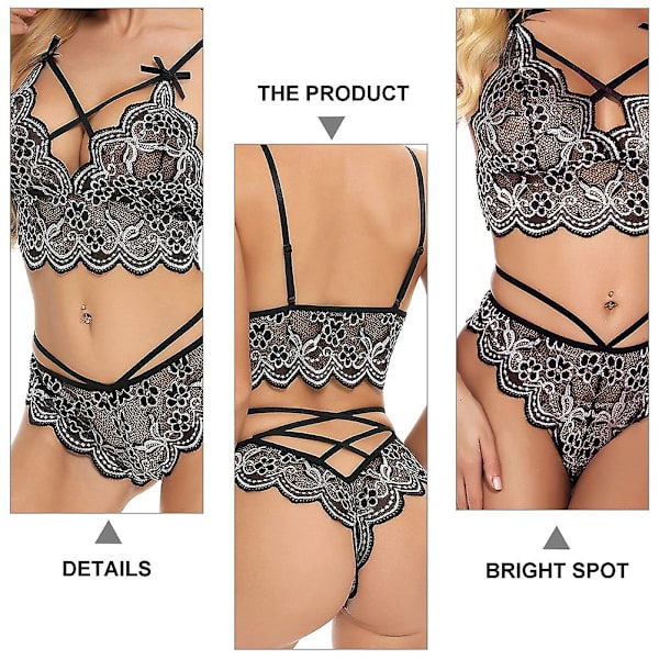 1 Set Sexig Erotisk Lingerie Temptation Sexig Underkläder Spets Dam Lingerie Set Svart M Black M