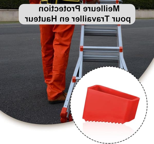 Stigefodovertræk Sæt med 4, Gummi skridsikre stigefødder 50 x 20 mm, Sikkerhedsgreb Benkapper til foldestige, Rød, til hjemmebrug