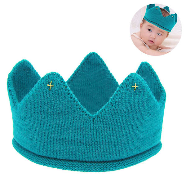 Lasten Neulotu Kultakruunu Vauvan Pääpanta Poika Tyttö Syntymäpäiväjuhlat Neulotu Kruunu Pääpanta Vauvan Valokuvaus Hiuspannan Tarvikkeet Peacock Blue Peacock Blue