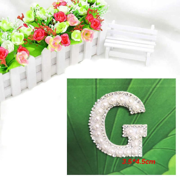 2x Engelska Bokstavslapp A-z Pärl Rhinestone Lappar Kompatibla Med Kläder Vita Pärl Applikationer DIY Namn Kompatibla Med