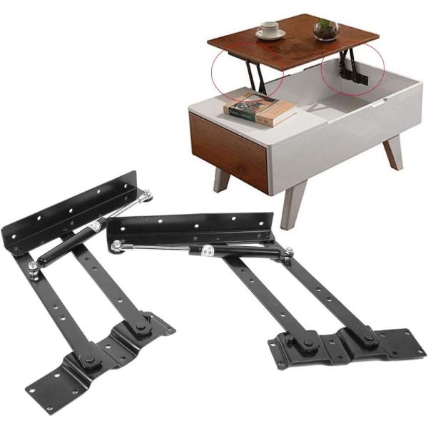 2 stk. Løftebeslag for kaffebord, kraftig løftemekanisme for kaffebord, stål møbelløftebeslag, hengsler for bord