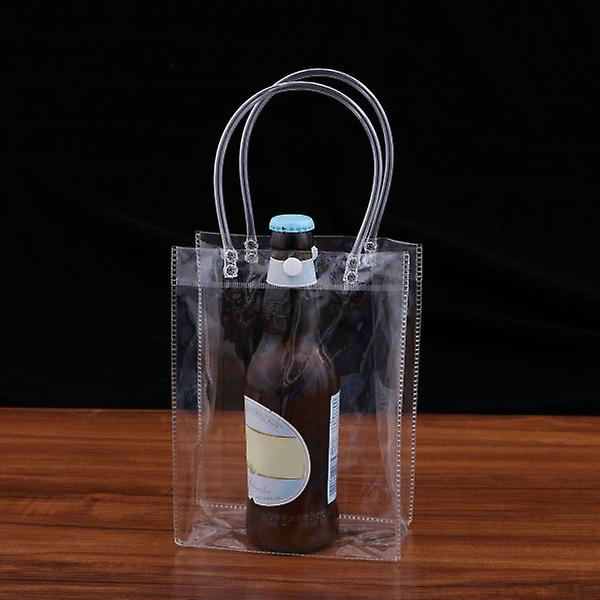 Transparent Plastik PVC Isvinpose Bærbar Totepose Gavepose Fødselsdagsfest Dekoration Bryllup Gave Lodret Stil Transparent 15x7x20cm Transparent 15x7x20cm