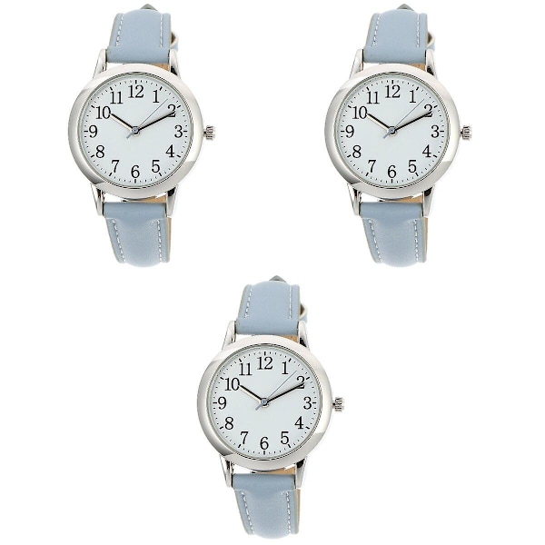 3 stk Kvinner Mote Vanntette Kvarts Ur PU Lærreim Enkel Avslappet Armbåndsur 3stk 23,5X3CM 3pcs 23.5X3CM