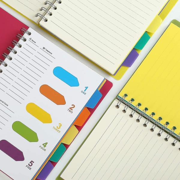 A5 Spiral Notebook, Inbunden Spiral Notebook fodrad med avdelare för kontor eller skola