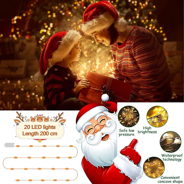 LED-ljusslingor, 12-pack 20 LED 2m Kopparljusslingor, Batteridrivna Ljusslingor, Varmvitt Atmosfäriskt Ljus, Mini Batteridrivna LED-ljusslingor