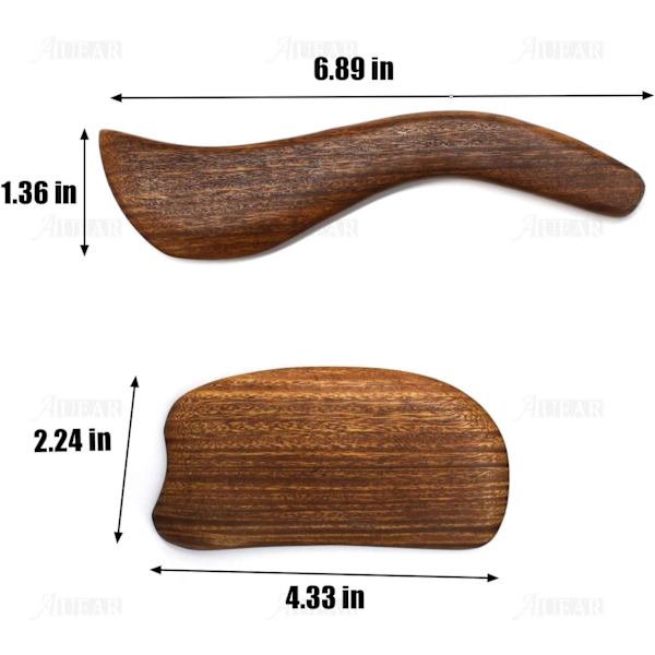 2 st Trä Gua Sha Skrapningsmassageverktygssats Sandelträ Gua Sha Bräda Akupunkturpunktsmassagerare