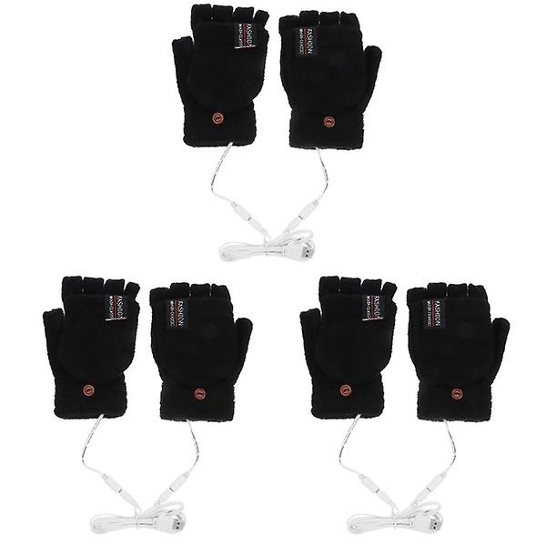 3 par elektriska USB uppvärmda handskar Thermal halvfingerhandskar med helfingerskydd3 par1 3 pairs 16X10CM