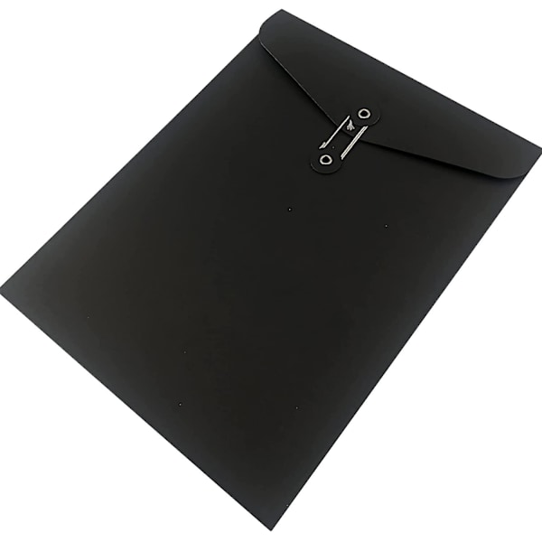 Kraft String Filmappe Mappe Projektmappe Dokument Brev Organizer Flad - Ingen Udvidelse A4 Brev Størrelse (pakke med 5) SortPakke med 5 Black Pack of 5