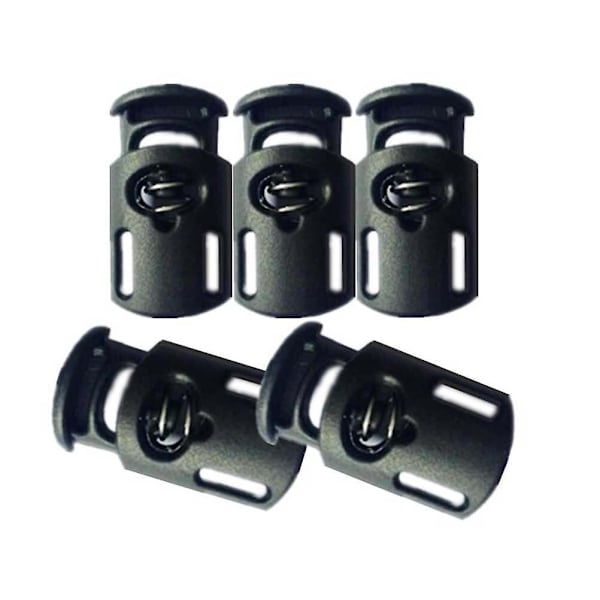 500 stk. Plastik Enkelt Hul Fjeder Stop Tøj Teltsnor Toggle String Cord Låse EndBl Black 500pcs