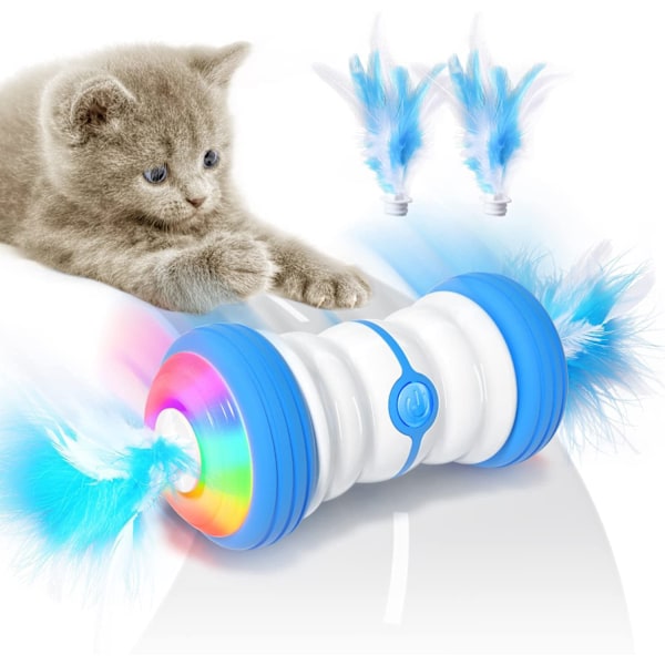 ENJOY PET Cat Toys, Interactive Cat Feather Toys with 360 Degree Automatic Rolling, 2 Speed Modes, USB Rechargeable, Pet Exercise