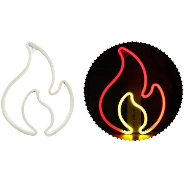 Flammor Neon-skylt, Röd och Gul Flammor Neon med På/Av-knapp, Flammor LED Ljusskylt