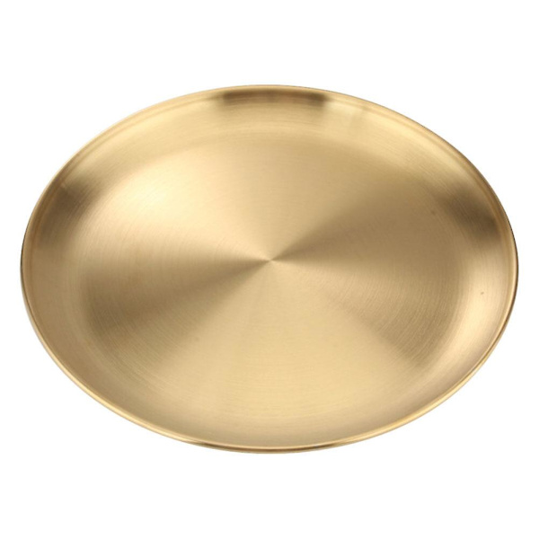 1 kpl Ruostumattomasta Teräksestä Valmistettu Astiakulho Ruokailuvati Pyöreä Grillitarjotin (kulta)Kulta30x30cm Golden 30x30cm