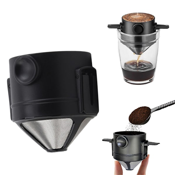 Kaffefilter Hopfällbar Brygg Rostfritt Stål Filter Passar Alla Koppar (2st)