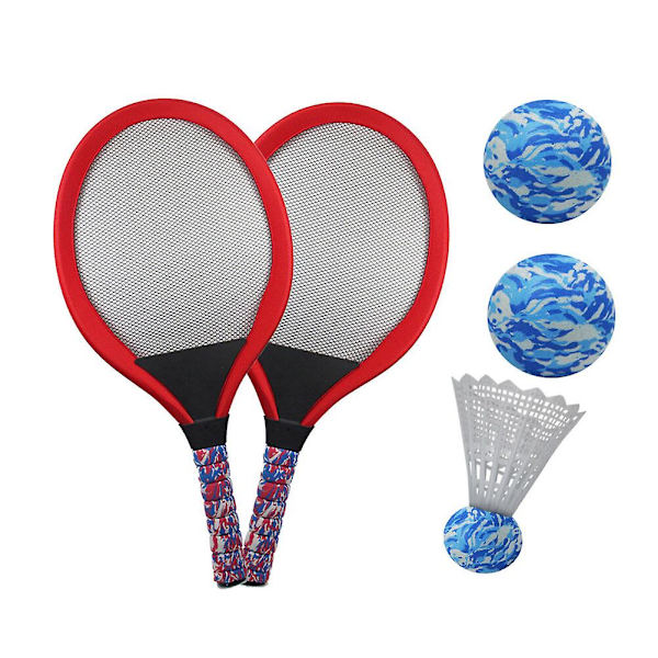 1 Pari Lapsia Varten Tennis- ja Sulkapallomailaa, Lasten Sulkapallopeli Vanhemman ja Lapsen Välinen Kasvatuspeli Tarvikkeet F Red 54*27.5cm