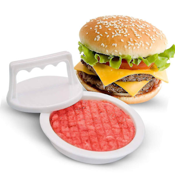 Burgerformar Ringar Enkel Frigöring Hamburgare Patty Press Vit Plast Manuell Pressad Köttfärslimpa Form (2 st)