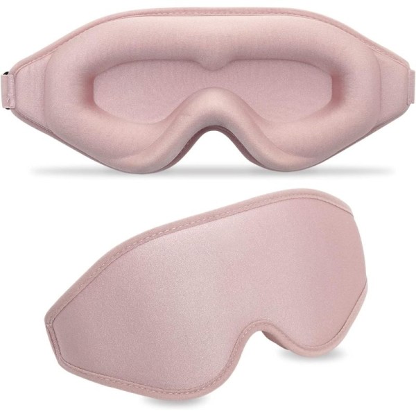 3D konturert søvnmaske for kvinner, menn, effektiv lysblokkerende øyemaske Sovemyk nattbind med justerbar stropp (rosa)