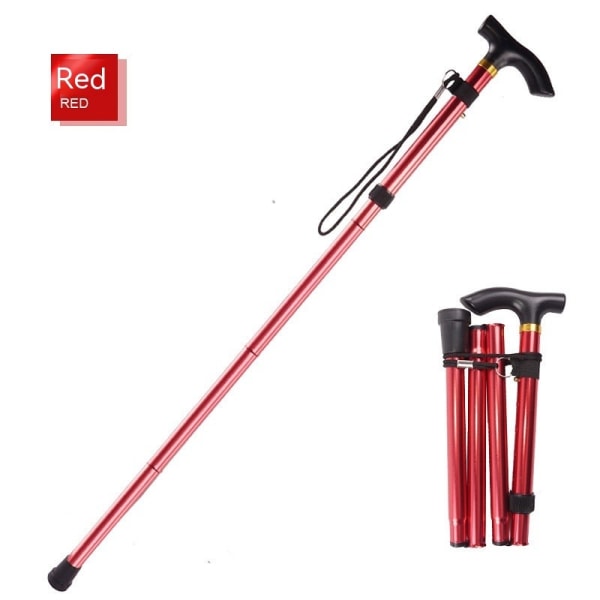 Stokke, Foldbar, Sammenklappelig Stok Vandrestok Højdejusterbar, Letvægts Anti-Slip til Rejser Udendørs Vandring Hjælp Bal red 1 pcs