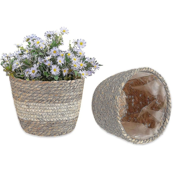 2 stk plantekurv Seagrass Basket Blomsterkurv Håndvevd blomst