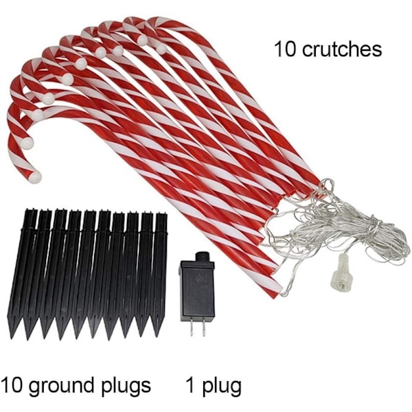 10 stk LED-lyslenker for utendørs dekorasjon, godteristanglamper, LED-landskapslamper, juledekorasjon, julebelyste markører, Ch