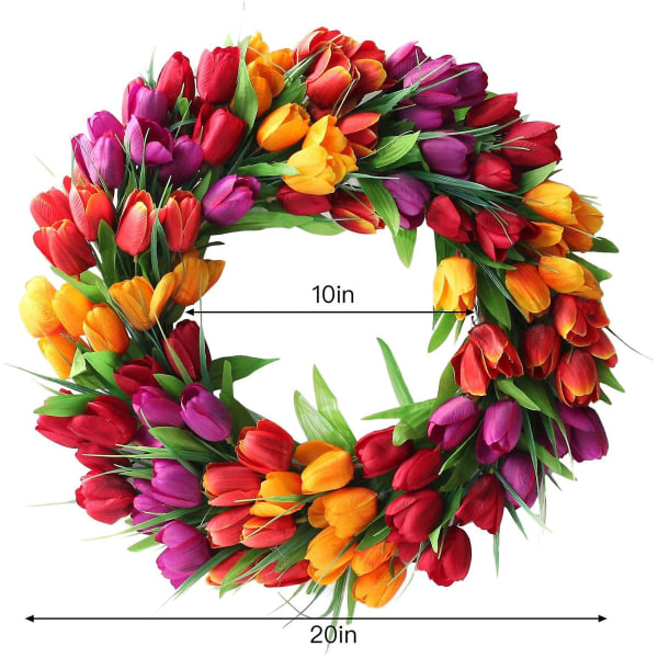20\" Konstgjord Tulpan Krans för Entré, Kontor, Hem, Bröllopsdekoration