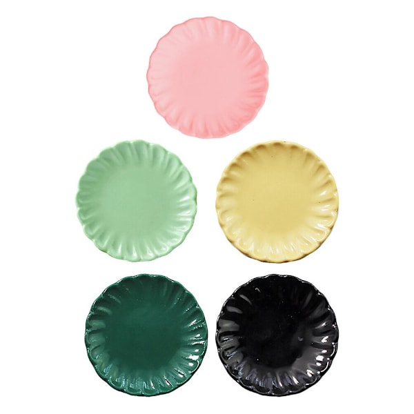 5 stk. Miniature Tallerkener Dukkehustallerkener Legetøj Dukkehustallerkener Bordtøj Assorteret Farve 4,1x4,1 cm Assorted Color 4.1x4.1cm