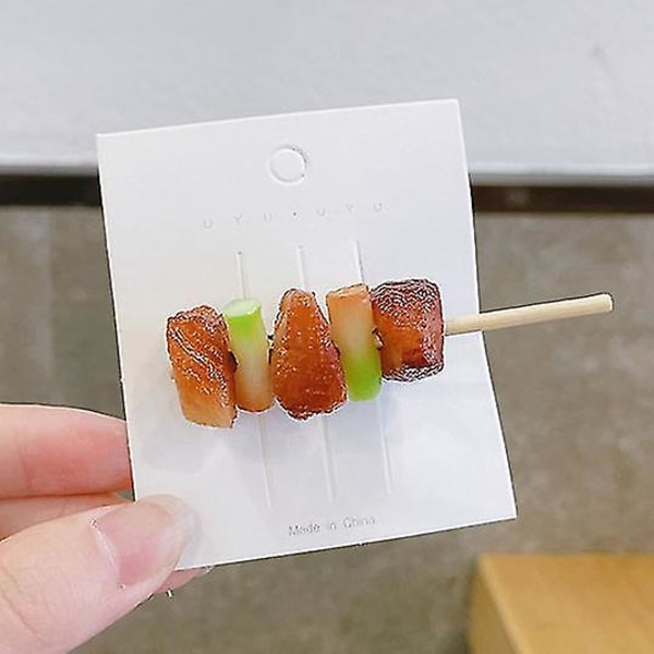 Bbq Hårnål Simulering Morsomme Hårtilbehør Grillspyd Hårklemme Gresløk Biffspyd Chive Beef Skewers