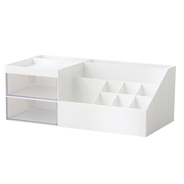 Skuffe Smykkearrangør Vanity Opdelt Skab Opbevaringsskuffe Æske Vanity Arranger Kosmetik Organizer White 24.5x12cm